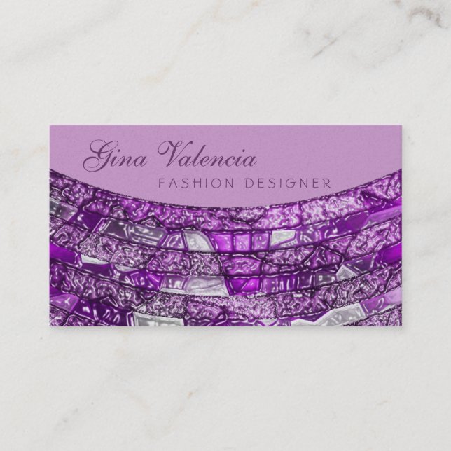 Purple Mosaic Bling Sophisticated Business Cards (Front)