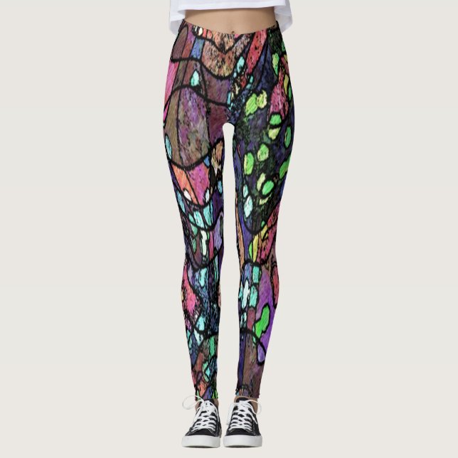 Purple Mosaic Design Leggings (Front)