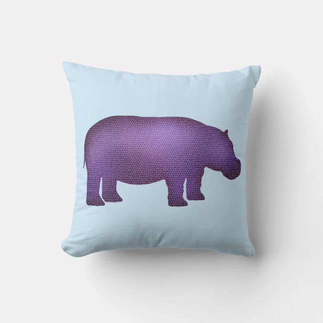 Purple Mosaic Hippo Cushion (Front)