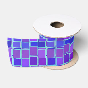 Purple Mosaic Squares Tile Pattern Satin Ribbon