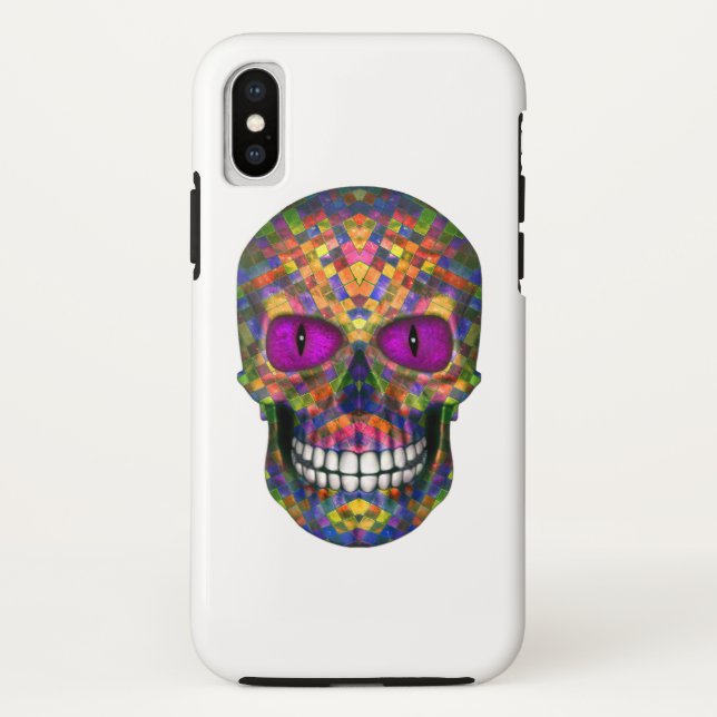 Purple Mosaic  Sugar Skull Zombie   iPhone X Case (Back)