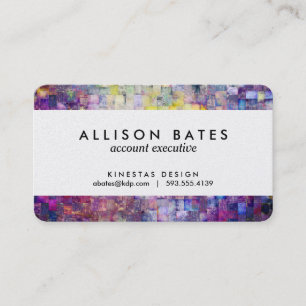 Purple mosaic watercolor abstract painted business card