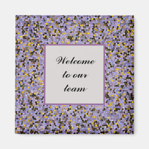 Purple Mosaic Welcome to Our Team Business Magnet
