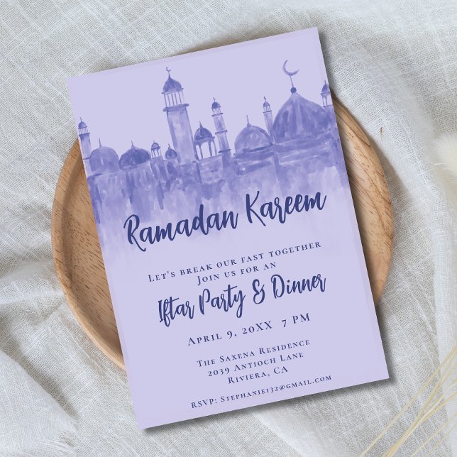 Purple Mosque Ramadan Iftar Dinner Party Invitation (Creator Uploaded)