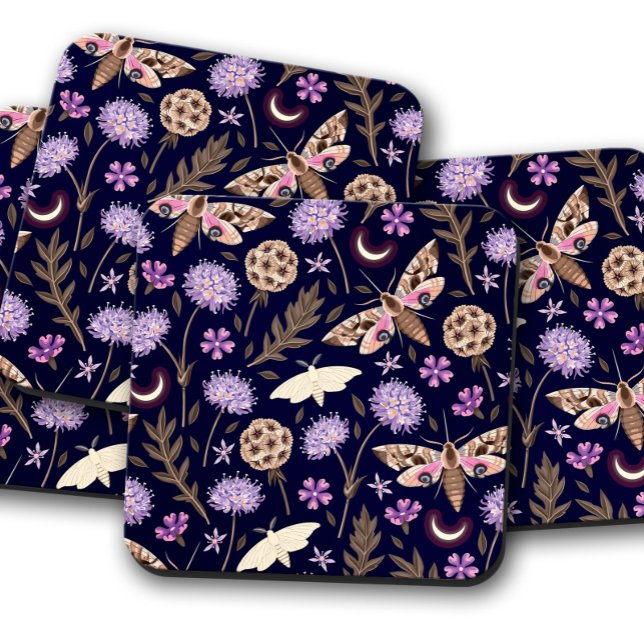 Purple Moth Flower Insect | Elegant Moth Coasters (Creator Uploaded)