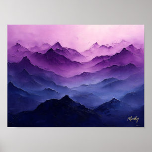 Purple Mountain Layers – Abstract Purple Landscape Poster