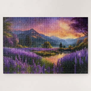 Purple Mountain Valley Sunrise  Jigsaw Puzzle