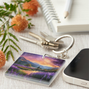 Purple Mountain Valley Sunrise Key Ring