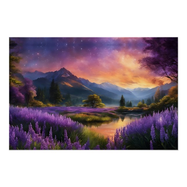 Purple Mountain Valley Sunrise  Poster (Front)