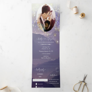 Purple Mountain Wedding Tri-Fold Invitation