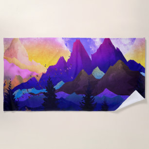 Purple mountains beach towel