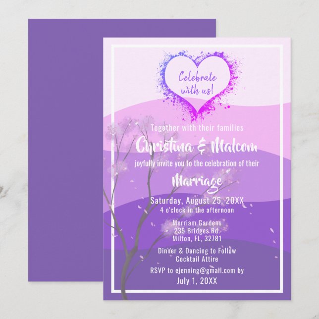 Purple Mountains Majesty Simple Wedding Invite (Front/Back)