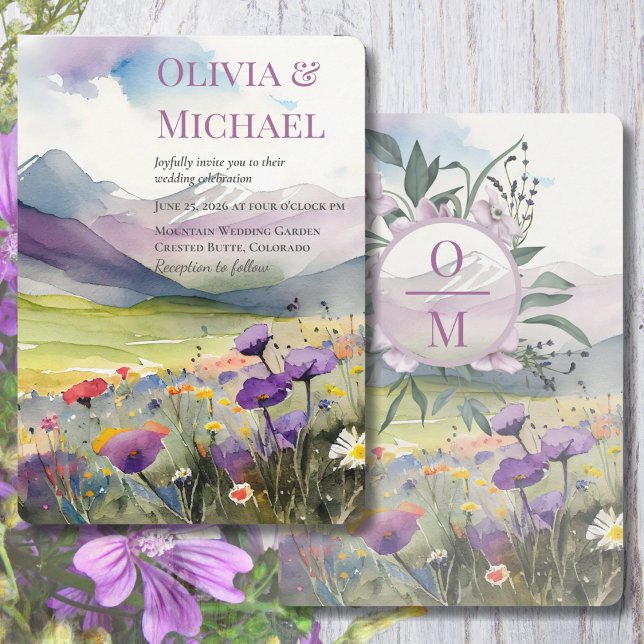 Purple Mountains & Poppies Wedding Invitation (Creator Uploaded)