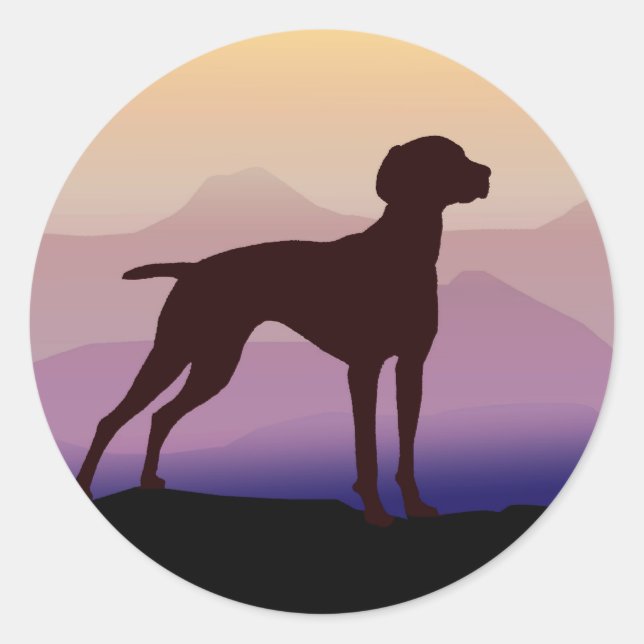Purple Mountains Vizsla Classic Round Sticker (Front)