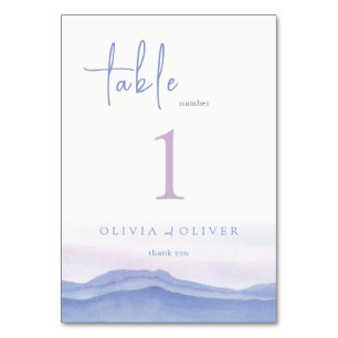 Purple Mountains Wedding Table Number