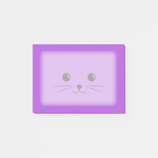 Purple Mouse Cute Animal Face Design Post-it Notes (Front)