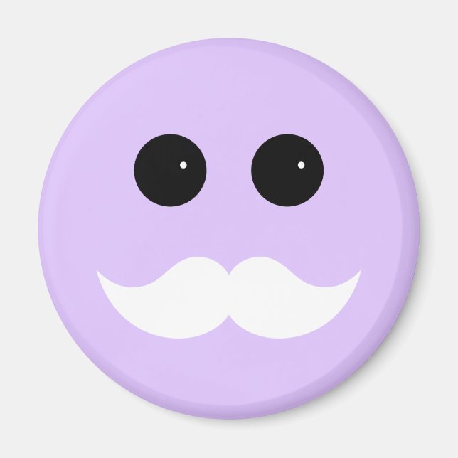 Purple Moustache Emoticon Magnet (Front)