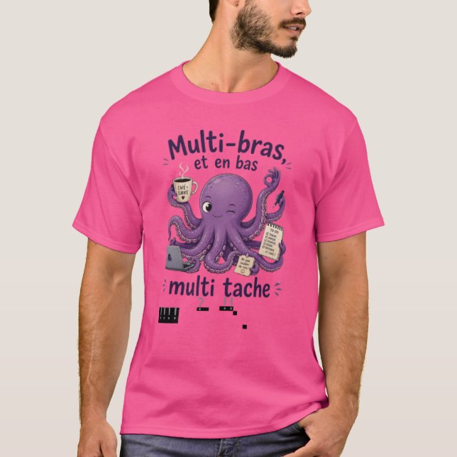 Purple Multi-armed & Multi-tasking Octopus – with  T-Shirt (Front)