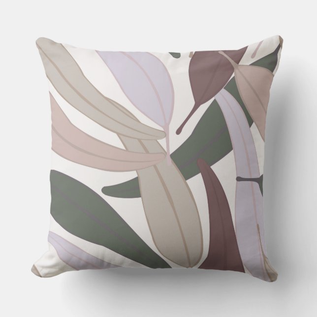 Purple Multi-Leaf Decorative  Reversible Pillow (Front)