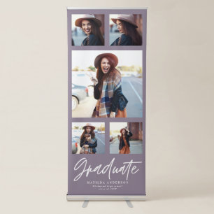 Purple multi photo simple elegant script grad retractable banner