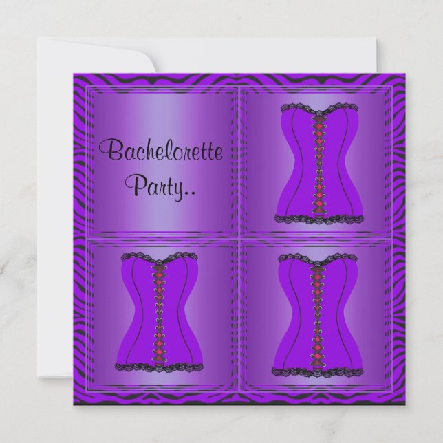 PURPLE MULTI ZEBRA BACHELORETTE PARTY INVITATION (Front)