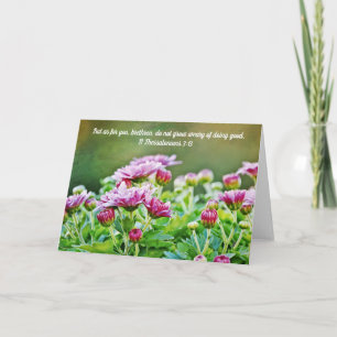 Purple Mums Scripture Card 2 Thessalonian 3:13