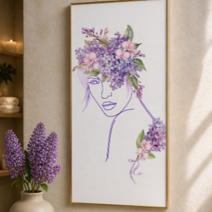Purple Muse - A Lady with Lilacs and Orchids Poster