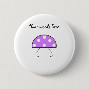 Purple mushroom 6 cm round badge