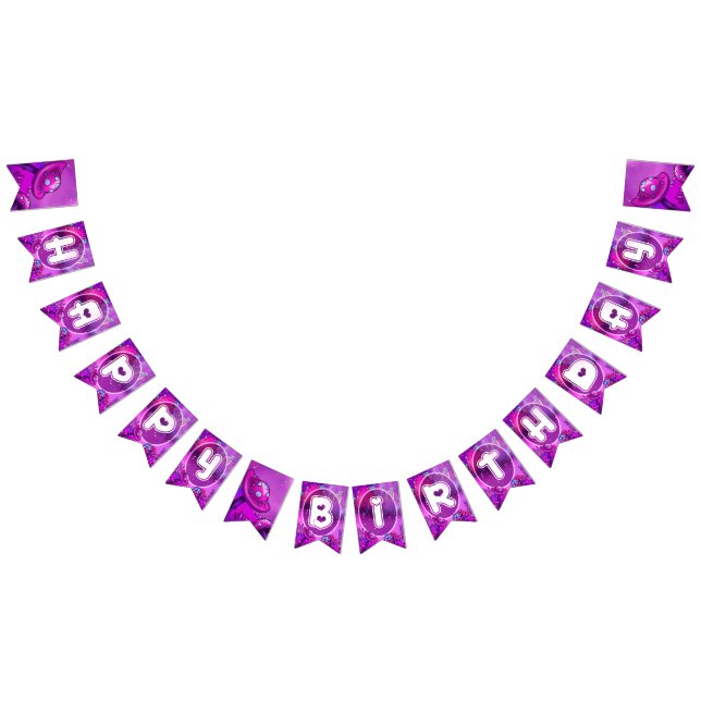 Purple Mushroom Fairy Birthday Bunting (All)