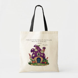 Purple Mushroom House Aurelius Positivity Quote Tote Bag
