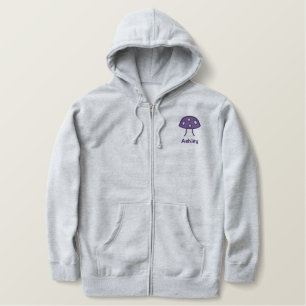 Purple Mushroom Name Embroidered Hoodie