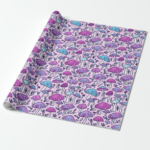 Purple Mushroom Pattern Wrapping Paper