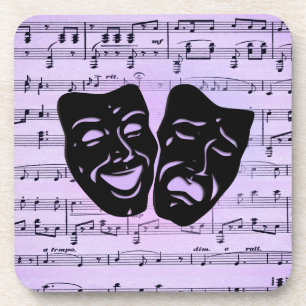 Purple Music and Theater Masks Coaster