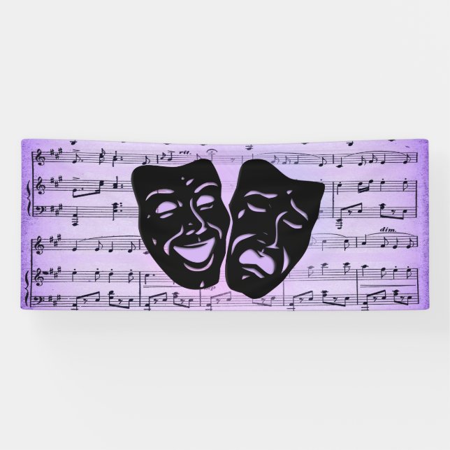 Purple Music and Theatre Masks Banner (Horizontal)