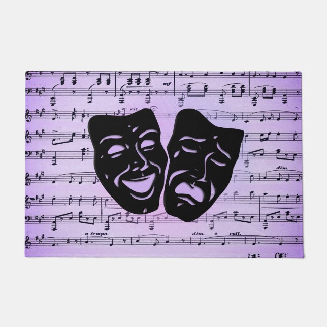 Purple Music and Theatre Masks Doormat (Front)