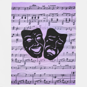 Purple Music and Theatre Masks Fleece Blanket