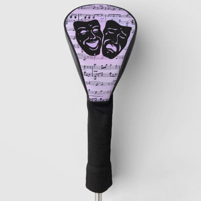 Purple Music and Theatre Masks Golf Head Cover (Front)