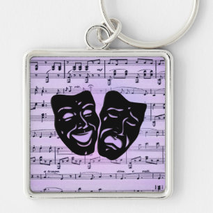 Purple Music and Theatre Masks Key Ring