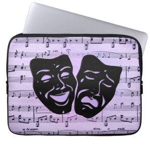Purple Music and Theatre Masks Laptop Sleeve