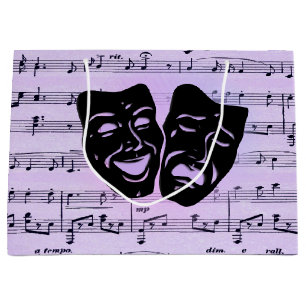 Purple Music and Theatre Masks Large Gift Bag