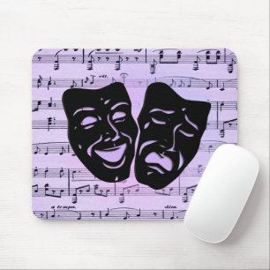 Purple Music and Theatre Masks Mouse Mat