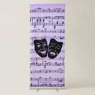 Purple Music and Theatre Masks Retractable Banner