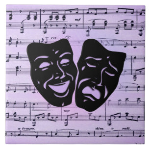 Purple Music and Theatre Masks Tile