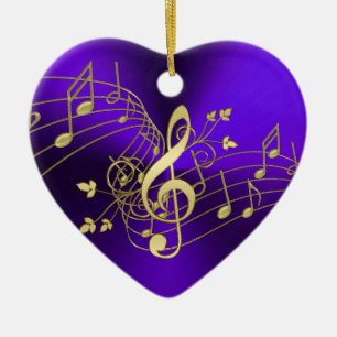 Purple Music Notes and Clef Christmas Ornament