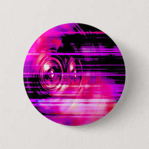 Purple music speakers 6 cm round badge