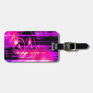 Purple music speakers luggage tag