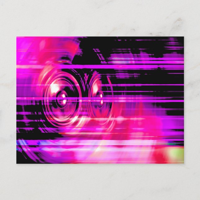Purple music speakers postcard (Front)