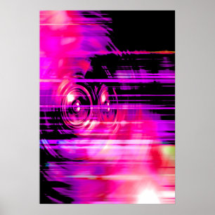 Purple music speakers poster