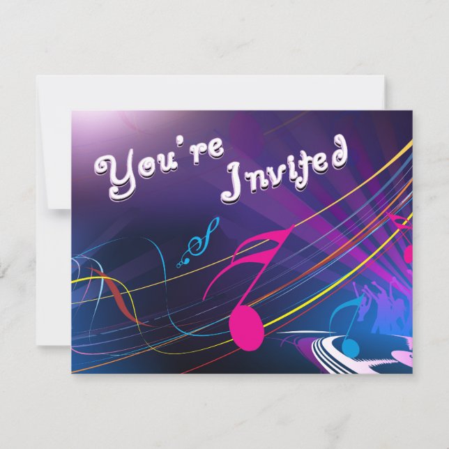 Purple Musical Notes Birthday Celebration Invitation (Front)