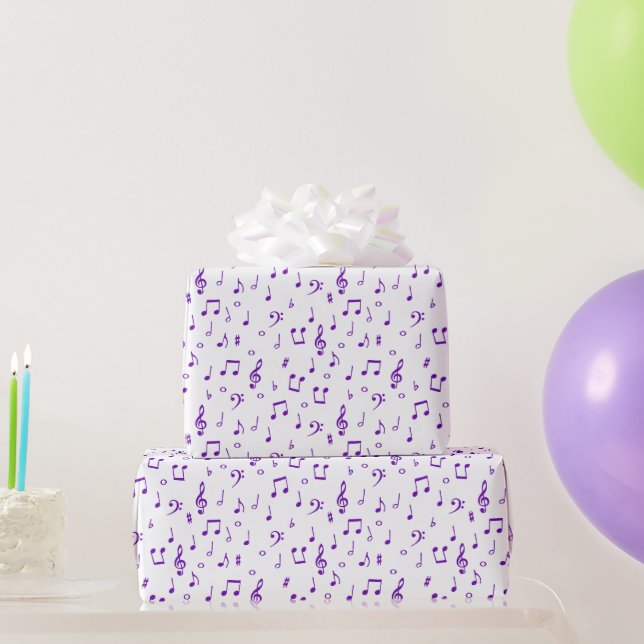 Purple musical pattern wrapping paper (Party Gifts)